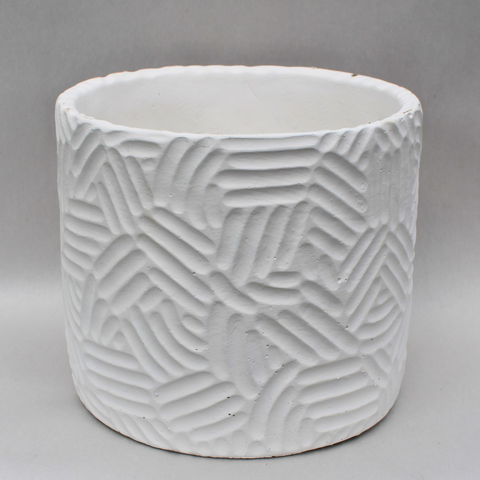 Cache-pot rond blanc ciment