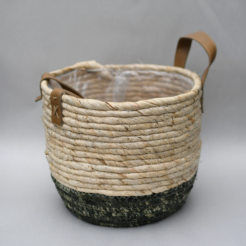 Rope plant pot 2 sections green 