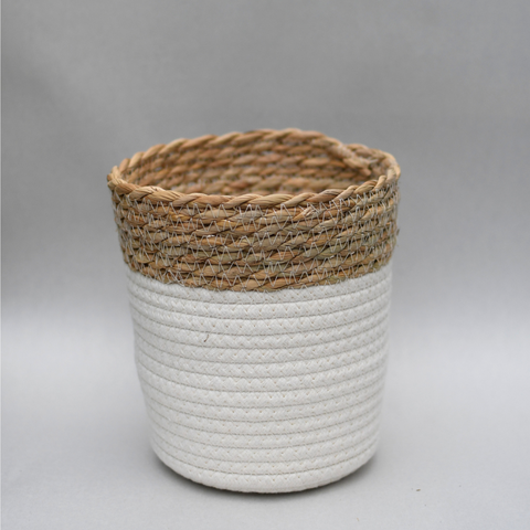 White rope and jute plant pot 2 sections