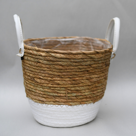 Rope plant pot 2 sections white 