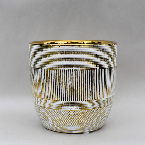 Cache-pot Beige et Or