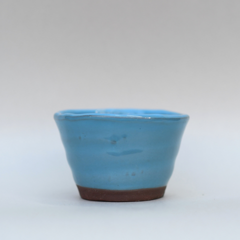 Small shiny light blue bowl pot