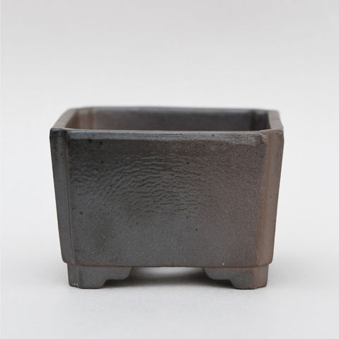 Shiny gray square pot