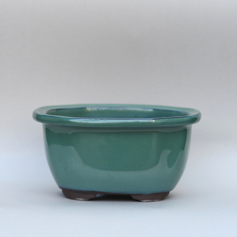 Pot ovale angulaire jade
