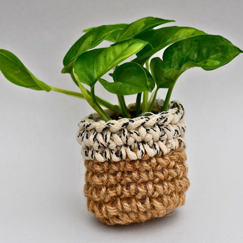 Braided rope plant pot