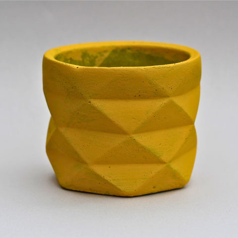 Yellow asymmetrical vase planter