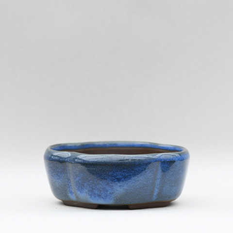 Blue stylish oval pot