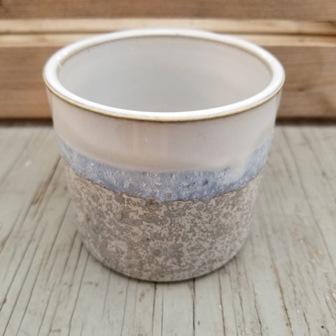 White Blue And Grey Pot 3.25 Inches