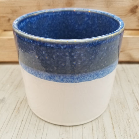 White Blue Pot 4.75 Inches