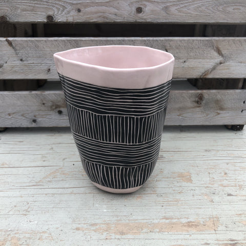 Pink Lined Vase 4 Inches