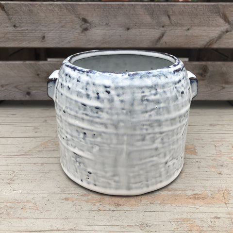 White Blue Pot 4.5 Inches