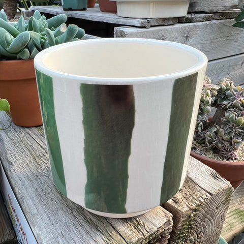 4 inch lined green plant pot 
