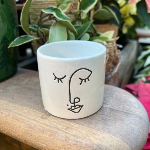 Abstract face plant pot 3.25 inches 