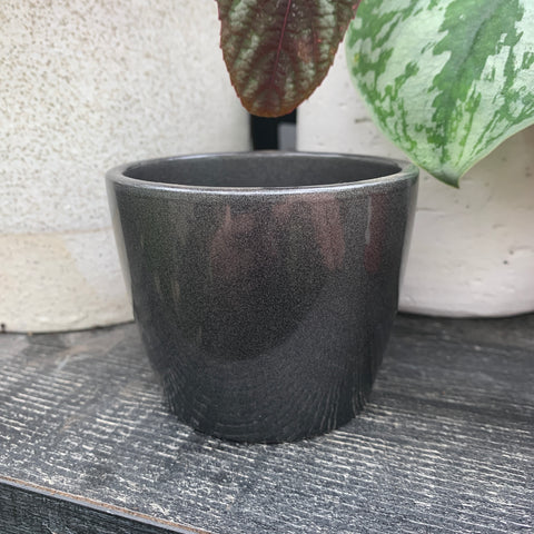 Metallic black plant pot 3 inches 