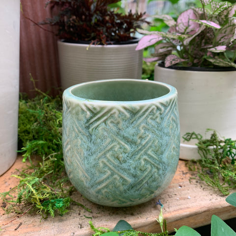Kabasa 3 inch plant pot (green yellow pattern) 